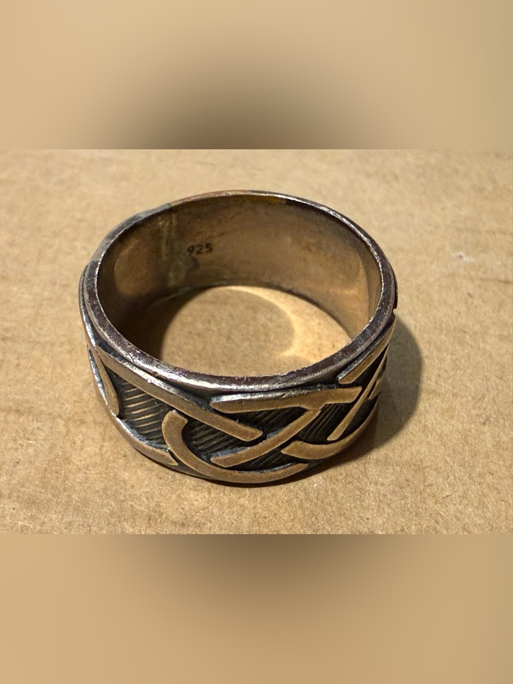 Sterling Silver Men's Celtic Knot Band - Black and Silver size 10
